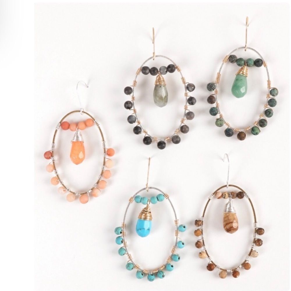 Boho Earrings Beige and Green